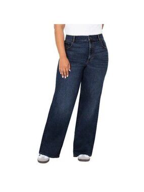 NWT Well Worn Women's 8/29 Wide Leg High Rise Blue Dark Wash Jeans J2135